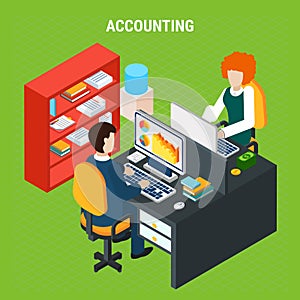 Banking Accounting Isometric Composition
