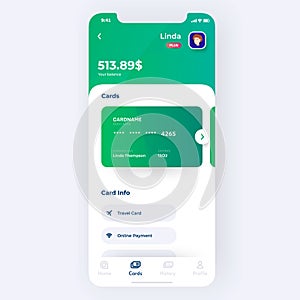 Banking app UI kit prototype. UI design of mobile finance application.