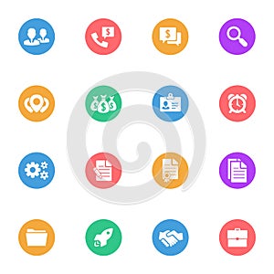 Banking and Business flat white icons set 16