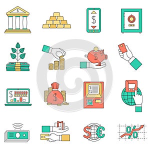 Banking business icons set