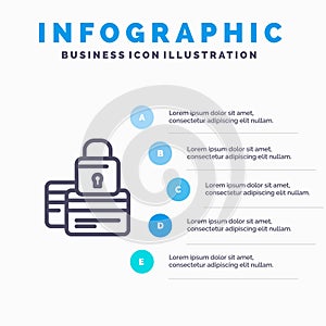 Banking, Card, Credit, Payment, Secure, Security Line icon with 5 steps presentation infographics Background