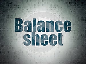 Banking concept: Balance Sheet on Digital Data Paper background