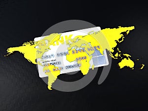 Banking concept with credit card in global context