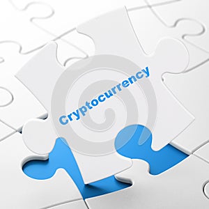 Banking concept: Cryptocurrency on puzzle background