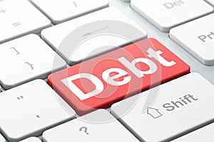 Banking concept: Debt on computer keyboard background