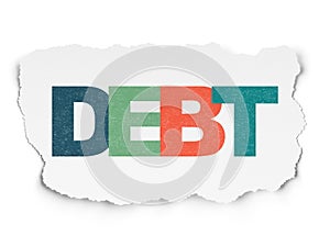 Banking concept: Debt on Torn Paper background