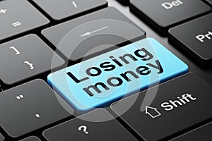 Banking concept: Losing Money on computer keyboard background