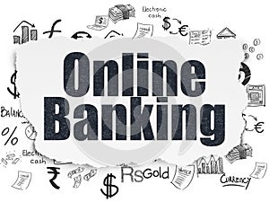 Banking concept: Online Banking on Torn Paper background