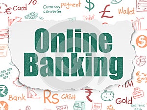 Banking concept: Online Banking on Torn Paper background