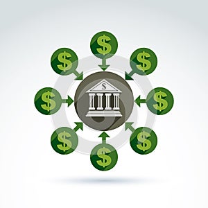 Banking credit and deposit money theme icon, vector