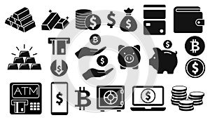 Banking and Finance icon. Set of Money and payment symbol. Vector illustration