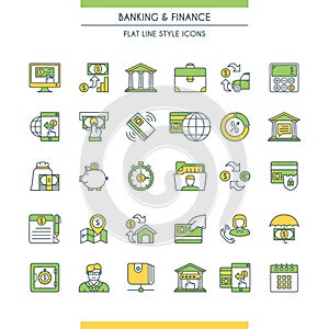 Banking and finance icons set