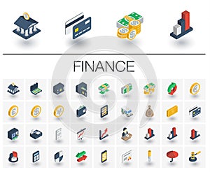 Banking and finance isometric icons. 3d vector