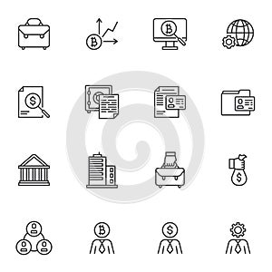 Banking and Finance line icons set