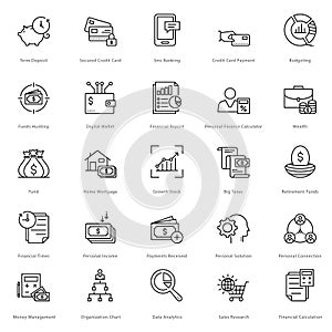 Banking and Finance Line Vector Icons 19