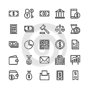 Banking and Finance Outline Vector Icons 1