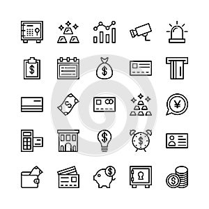 Banking and Finance Outline Vector Icons 2