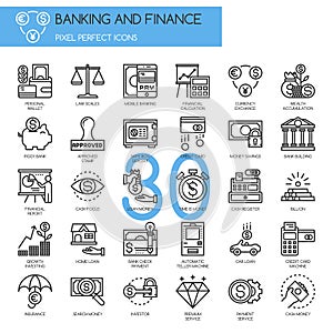 Banking and Finance , thin line icons set