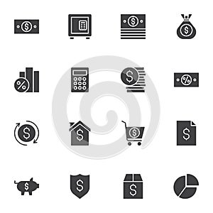 Banking and finance vector icons set