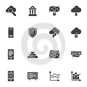 Banking, finance vector icons set