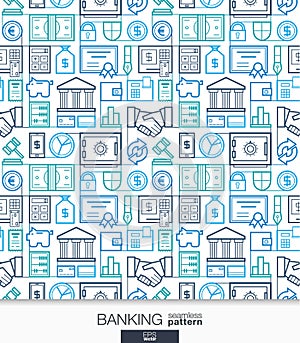 Banking and finance wallpaper. Bank seamless pattern photo