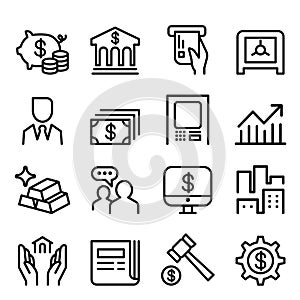 Banking & Financial icon set in thin line style