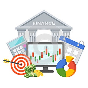 Banking and Financial market. Stock quote. Exchange trades.