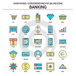 Banking Flat Line Icon Set - Business Concept Icons Design