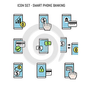 Banking icon collection set for design, Flat lay