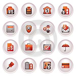 Banking icons. Black red series.
