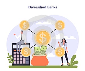 Banking industry sector of the economy. Idea of financial transactions