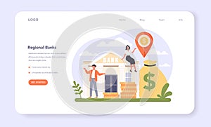Banking industry sector of the economy web banner or landing page
