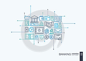 Banking integrated thin line symbols.