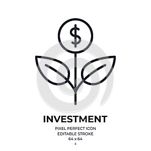 Banking and investment concept editable stroke outline icon isolated on white background flat vector illustration. Pixel perfect.
