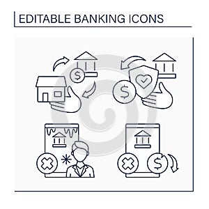 Banking line icons set