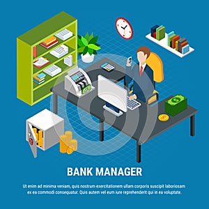 Banking Manager Isometric Composition