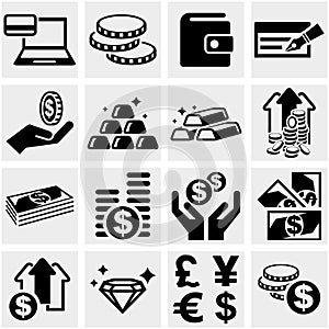 Banking, money and coin vector icons set.