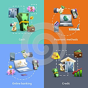 Banking and payment icons set