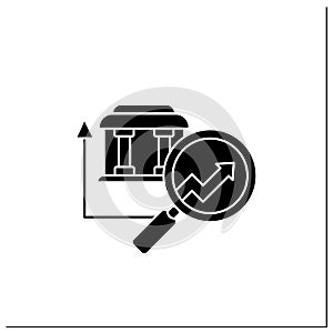 Banking predictive analytics glyph icon
