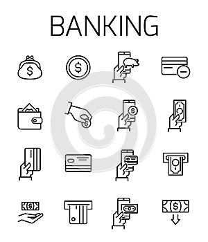 Banking related vector icon set.