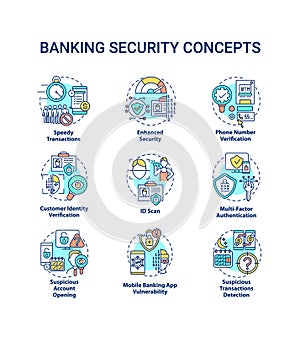 Banking security concept icons set