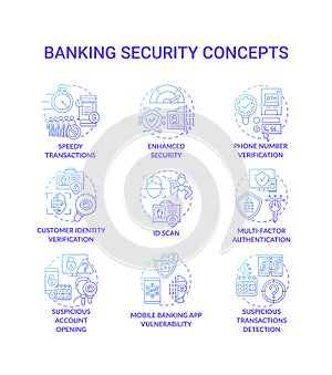 Banking security concept icons set
