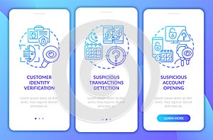 Banking security measures onboarding mobile app page screen with concepts