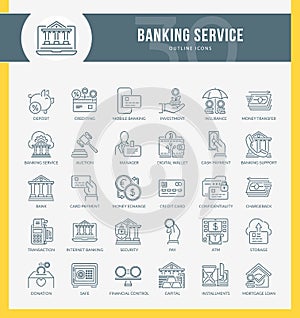 Banking Service Outline Icons