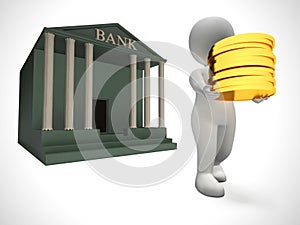 Banking services from a financial institution shows investment and business - 3d illustration photo