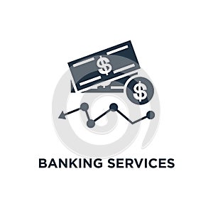 banking services icon. financial report diagram, retirement savings account, superannuation, finance loan concept symbol design,