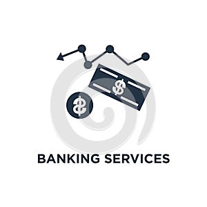 banking services icon. financial report graph, retirement savings account, superannuation, interest rate concept symbol design,