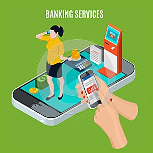 Banking Services Isometric Composition