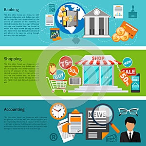 Banking, shopping and accounting banners