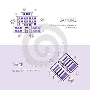 Banking And Wage Finance Business Concept Template Web Banner With Copy Space